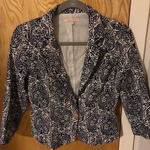 Under Skies Blue/Cream Floral 3/4 Sleeve Blazer S